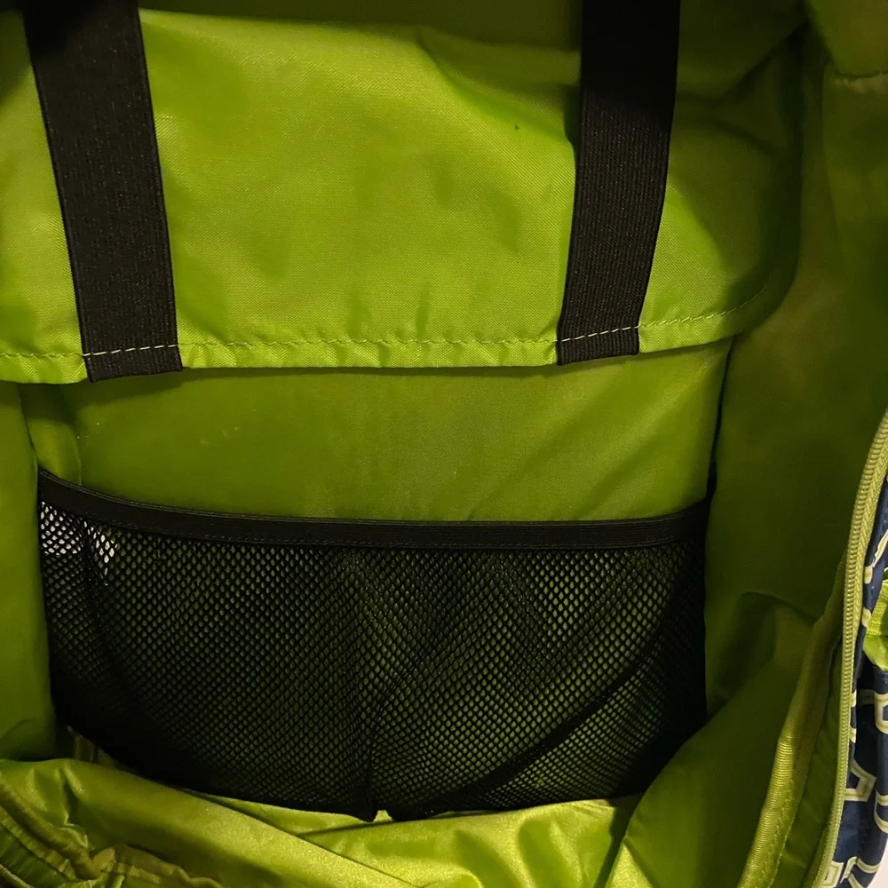 JuJuBe Backpack Green and Blue Diaper Bag Used